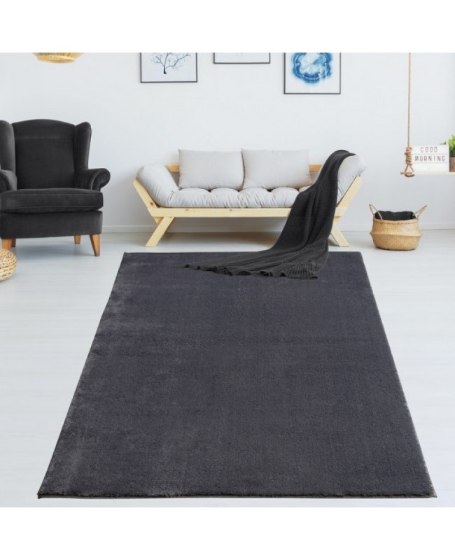 Χαλί Soft Velvet Γούνινη dark grey 200x250