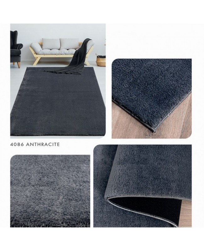 Χαλί Soft Velvet Γούνινη dark grey 200x250