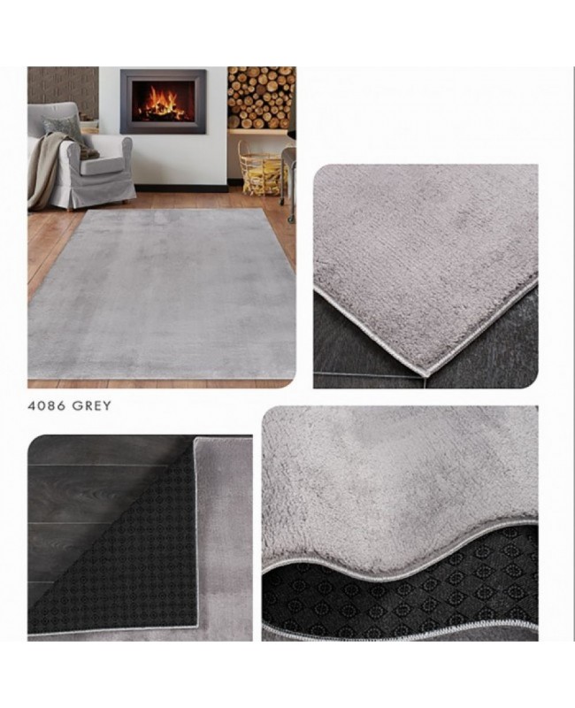 Χαλί Soft Velvet Γούνινη light grey 200x250