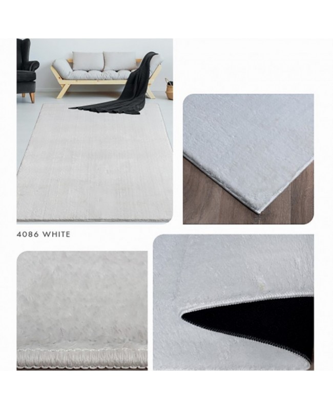 Χαλί Soft Velvet Γούνινο white 200x250