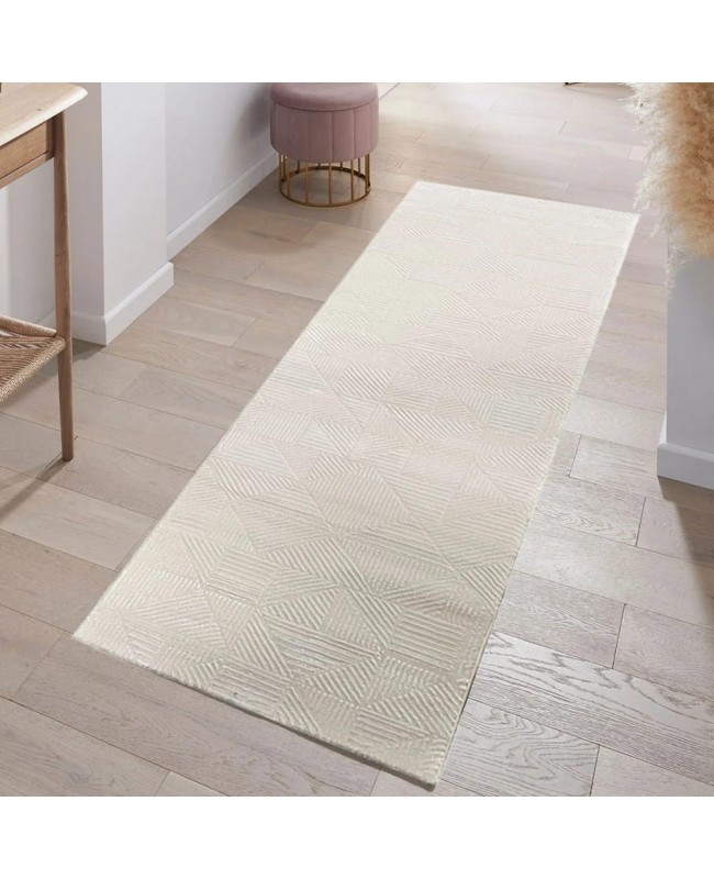 Διάδρομος 080cm Ανάγλυφα Με Βελούδινη Υφή Lazer Cream Cream LZ285