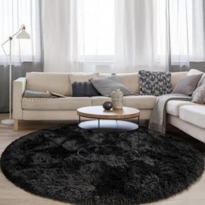 Στρογγυλά Χαλιά 160x160 Shaggy Soft black