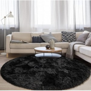 Στρογγυλά Χαλιά 160x160 Shaggy Soft black