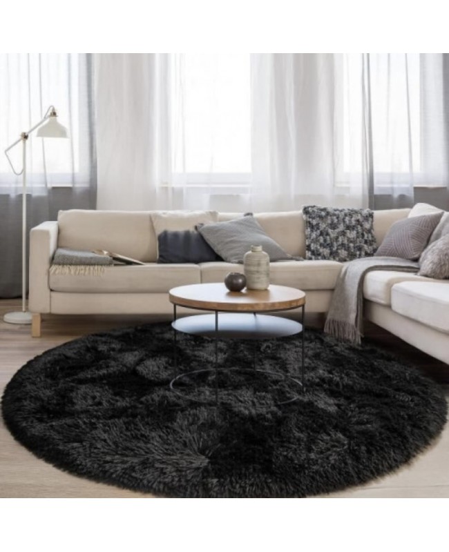 Στρογγυλά Χαλιά 160x160 Shaggy Soft black