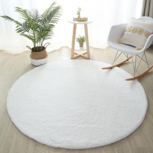 Στρογγυλά Χαλιά 160x160 Shaggy Soft white