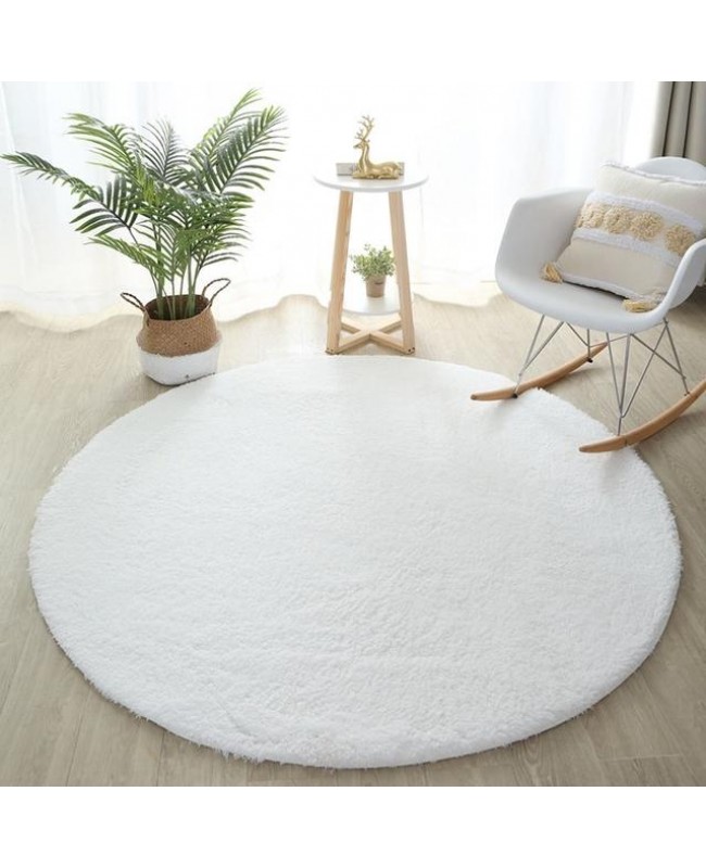 Στρογγυλά Χαλιά 160x160 Shaggy Soft white