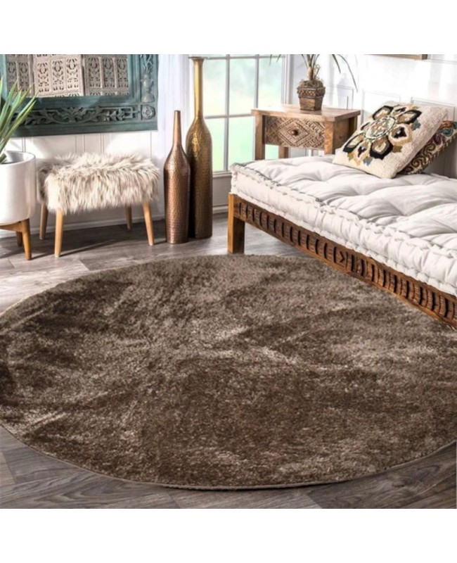 Στρογγυλά Χαλιά 160χ160 Shaggy Soft camel 